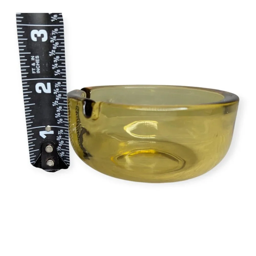Vintage Amber Glass Round Ashtray 4